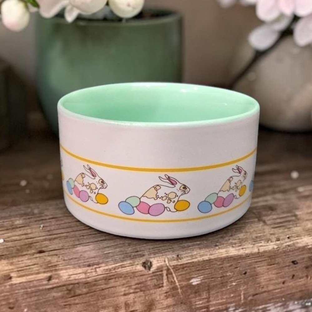 Little Bunny Collection Bowl, Vintage Pottery Childs Dish, Easter Rabbits Design